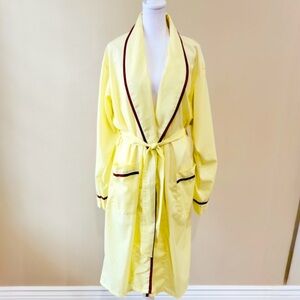Vintage Famous Barr Men’s Smoking Robe Yellow Belted Retro Loungewear Sz Large